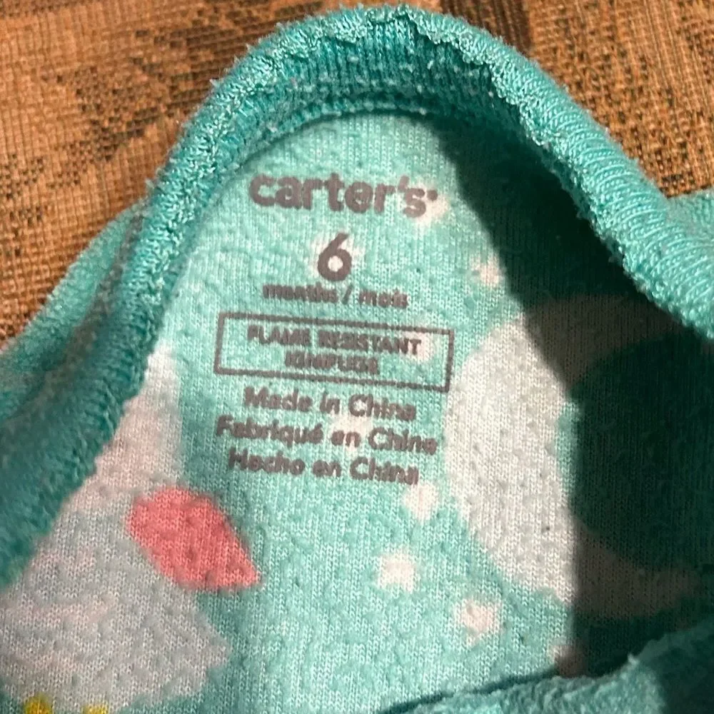 5‎ for $25🔥Baby Girls 6M Carter's Teal Owl Fleece Footsie Sleeper Jumpsuit